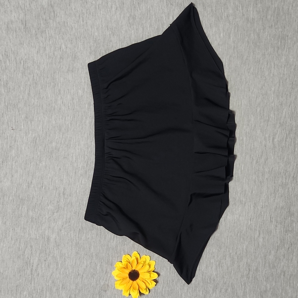 Aqua Green Black Ruffle-Hem Mermaid-Fit Modest Swimsuit Bottoms Swim Skort Skirt - Picture 4 of 15